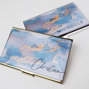 Porte-cartes de visite personnalisé, porte-cartes de visite personnalisé pour son collègue, cadeau porte-cartes de crédit, cadeau pour femme, agent immobilier, cadeau E201
