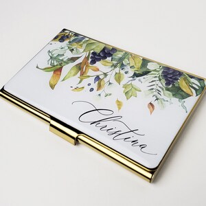 Porte-cartes de visite personnalisé, porte-cartes de crédit, accessoire tendance, porte-cartes personnalisé, cadeau floral pour elle, reconnaissance des employés E138