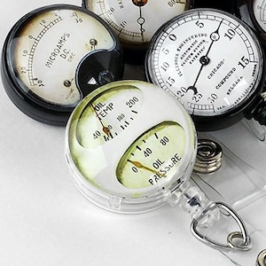 Badge Reel for Men, Name Badge Holder Gift for Him Automotive Gauge Retractable ID Badge Clip, RN Badge Pull Carabiner 644