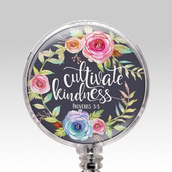 Badge Reel, Retractable Religious Badge Holder, Kindness Bible Verse, Christian gift, Scripture accessory, Inspirational Faith Hope Gift 661