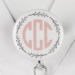 Monogram Badge Reel, Pink Nurse Retractable Badge Holder Pink Marble Nurse ID Lanyard Badge Clip Rn Id Badge Stethoscope ID Tag 740