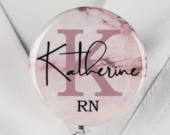 Personalized Nurse Badge Reel, Name Tag Holder Custom Retractable Nurse ID LPN Lanyard Belt Clip RN Pt Badge Staff Gift Stethoscope Yoke 833