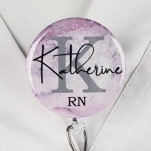 Personalized Nurse Badge Reel Name Tag Holder, Custom Retractable Nurse ID LPN Lanyard Belt Clip RN Badge Staff Gift Stethoscope Yoke 831