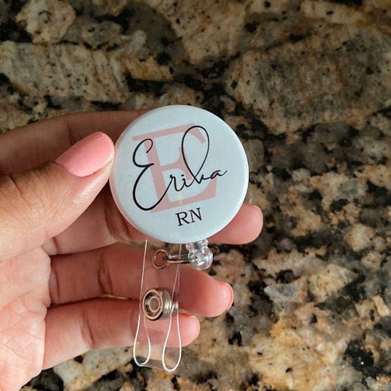 Personalized Badge Reel, Custom Nurse Retractable Badge Holder Nurse ID Carabiner Lanyard Badge Clip Rn Id Badge Staff Gift Stethoscope 731 image 7