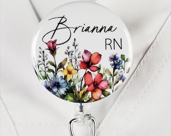 Carrete de credencial personalizado, porta credencial retráctil para enfermera, cordón de identificación con diseño floral, clip para credencial, obsequio para el personal de identificación de enfermera registrada para ella, identificación con estetoscopio 851