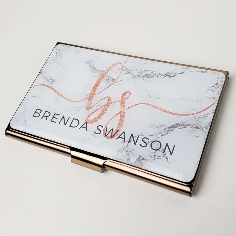 Personalized Business Card Case, Marble Business Card Holder for Her Credit Card Holder Gifts for Woman Her Unique Office Accessory Gift E67 
