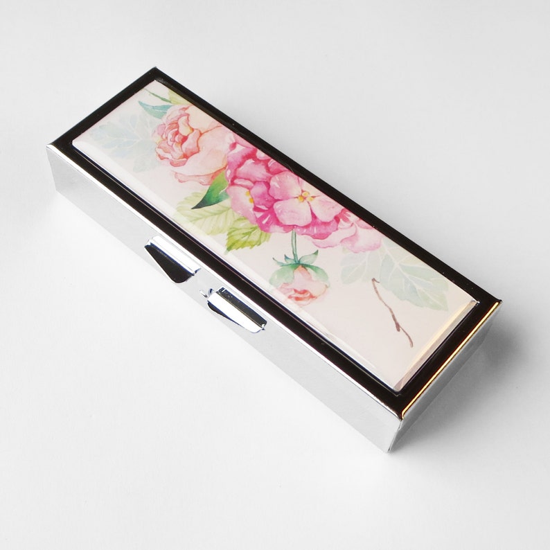 Personalized Pill Box pill case Pretty Flowers pill Etsy