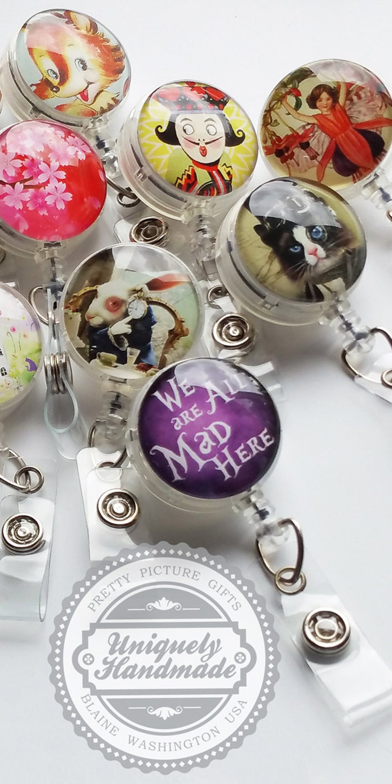 Funny British Badge Holder Nurse Jewelry 758 Retractable Id Card Holder Nurse ID Badge Clip Teacher Gift Cat Name Badge Reel LPN RN