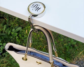 Custom Monogram Purse Hook, Personalized Folding Handbag Hanger