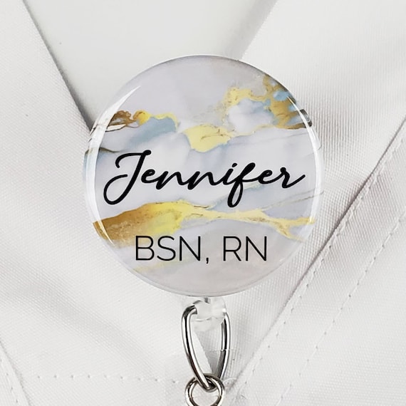 Buy Custom Retractable Nurse Badge Holder Personalized Name Badge Reel  Light Marble Healthcare Staff Gift Stethoscope ID Lanyard Badge Clip 827  Online in India 