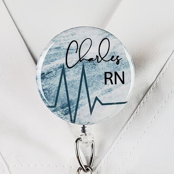 Retractable Badge Reel, 90s Custom Personalized Nurse Name Badge