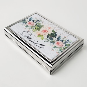 Mini sac à main, pochette personnalisée, porte-cartes discret, porte-cartes d'identité à fleurs en marbre, cadeau pour étudiant, étui à cigarettes double face P5