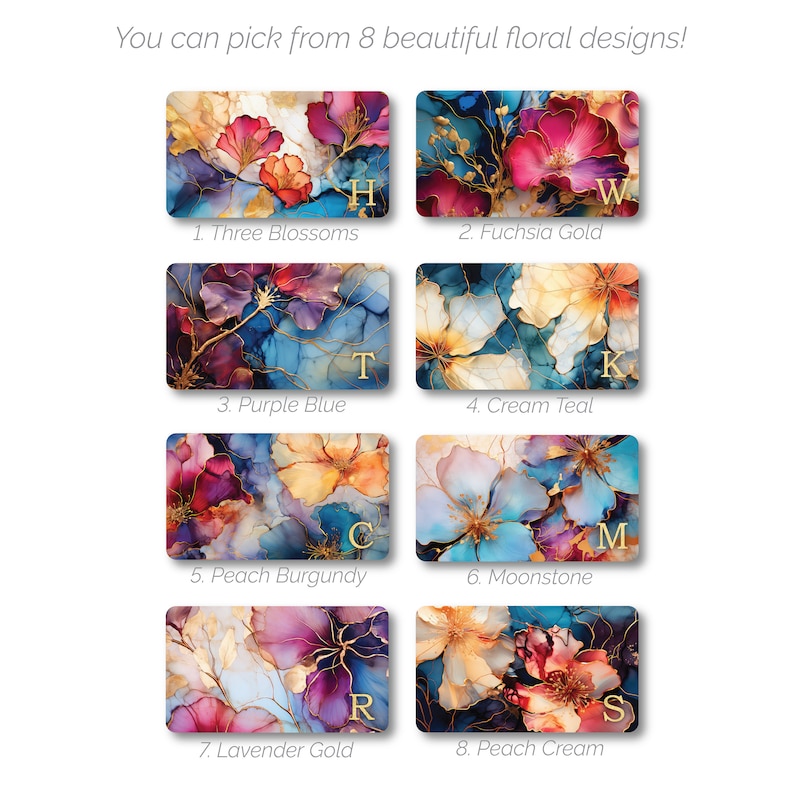 Custom Business Card Holder, Personalized Card Case, Gift for her, Slim Wallet, Coworker Flower Business Card Gift New Job Gift Realtor E214 image 5