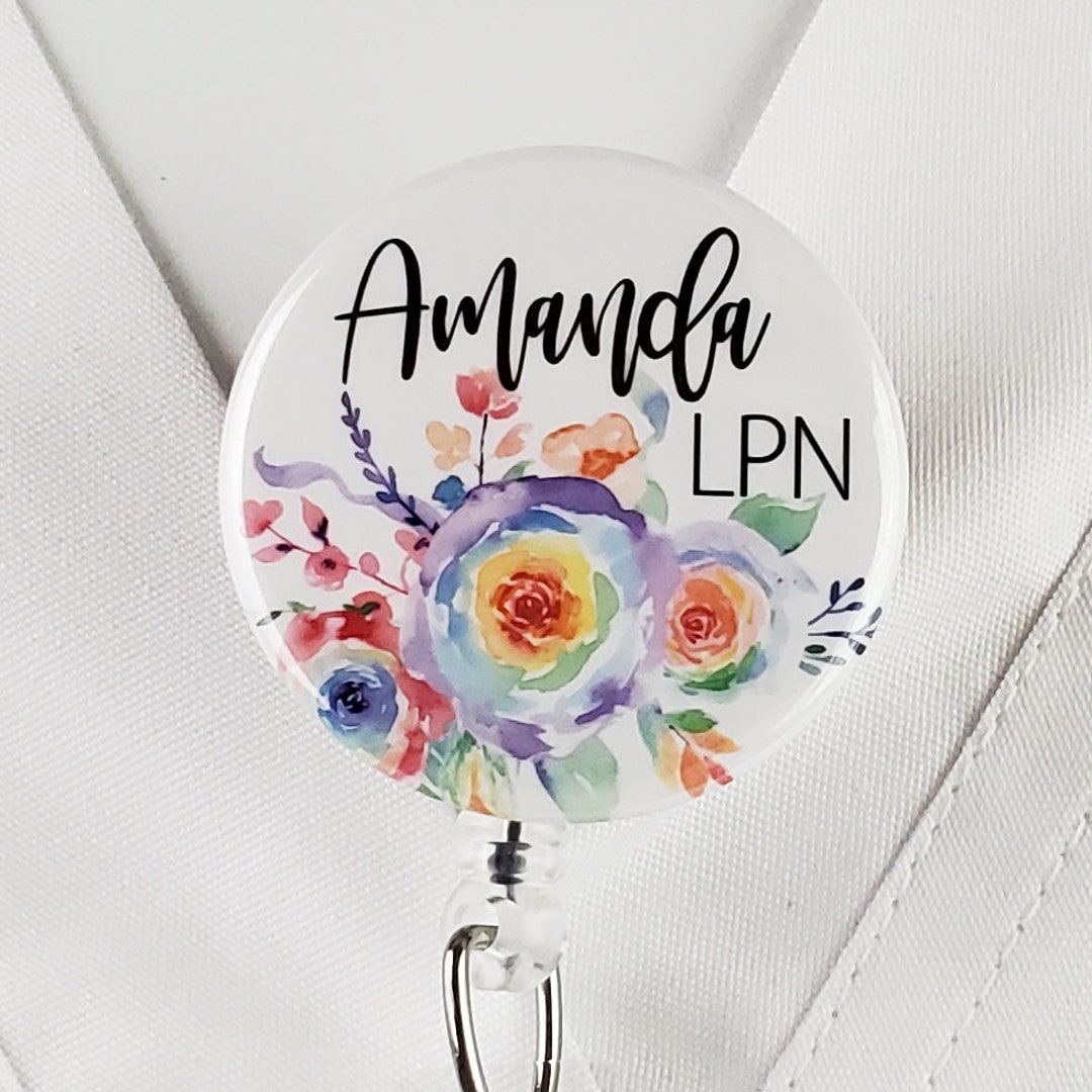 Custom Name LPN LVN RN Rainbow ID Card Badge Reels Holder with Tassel or  Beads Retractable ID Name Tag Badge Clip for Nurse Coworkers Employee