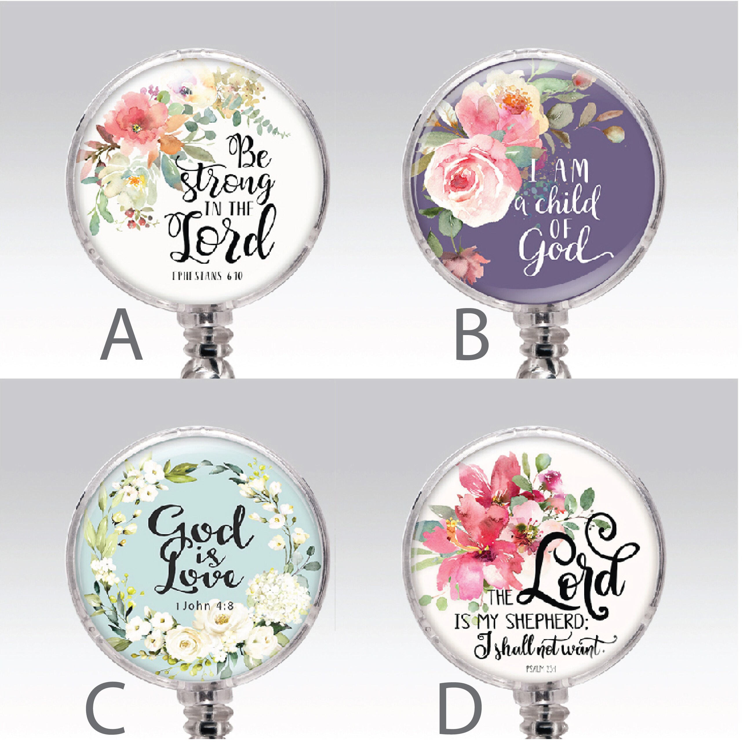 Badge Reel Retractable Religious Badge Holder Bible Verse | Etsy