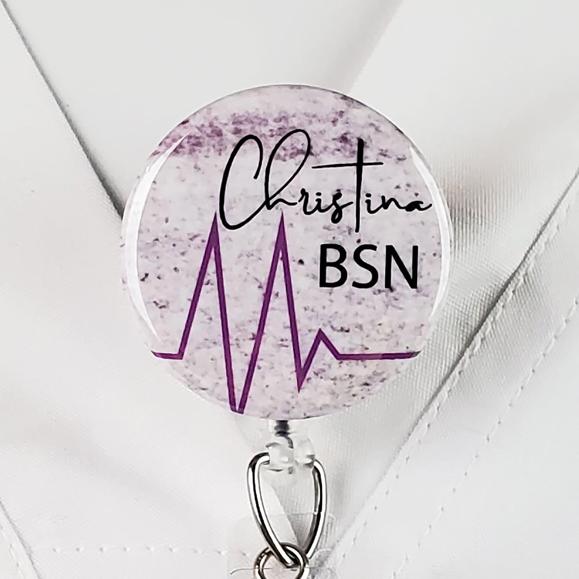 Retractable Badge Reel, Custom Personalized Nurse Name Badge Holder Nurse ID Lanyard Badge Clip RN Badge Staff Gift Stethoscope Yoke 841