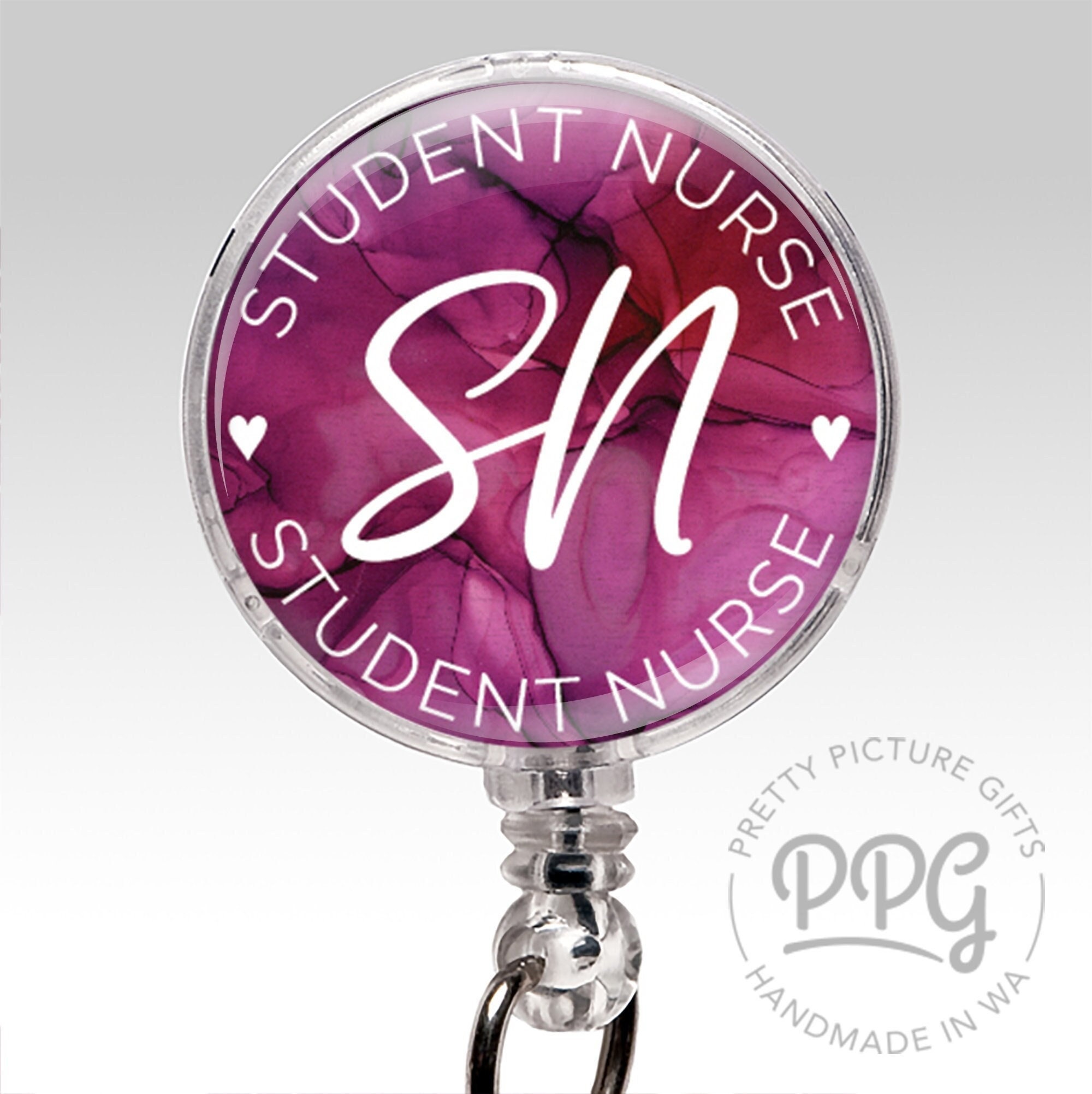 Badge Reel, Student Nurse Retractable Badge Holder, Sn Badge Clip Holder, Carabiner ID Badge, Lanyard, Nursing School Student Staff Gift C03