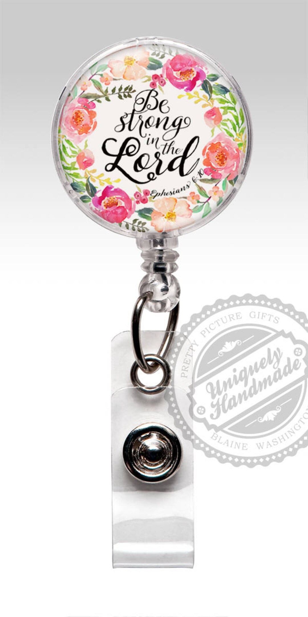 Badge Reel, Retractable Religious Badge Holder, Bible Verse, Christian ...