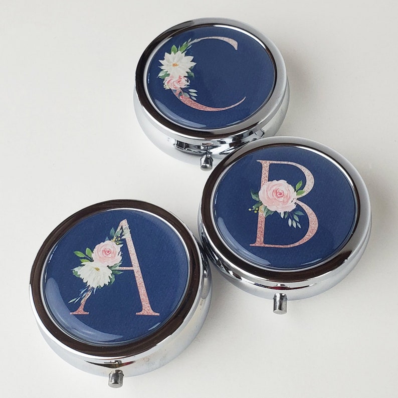 Personalized Pill Case Rose Gold Monogram Pill Box Pink Etsy