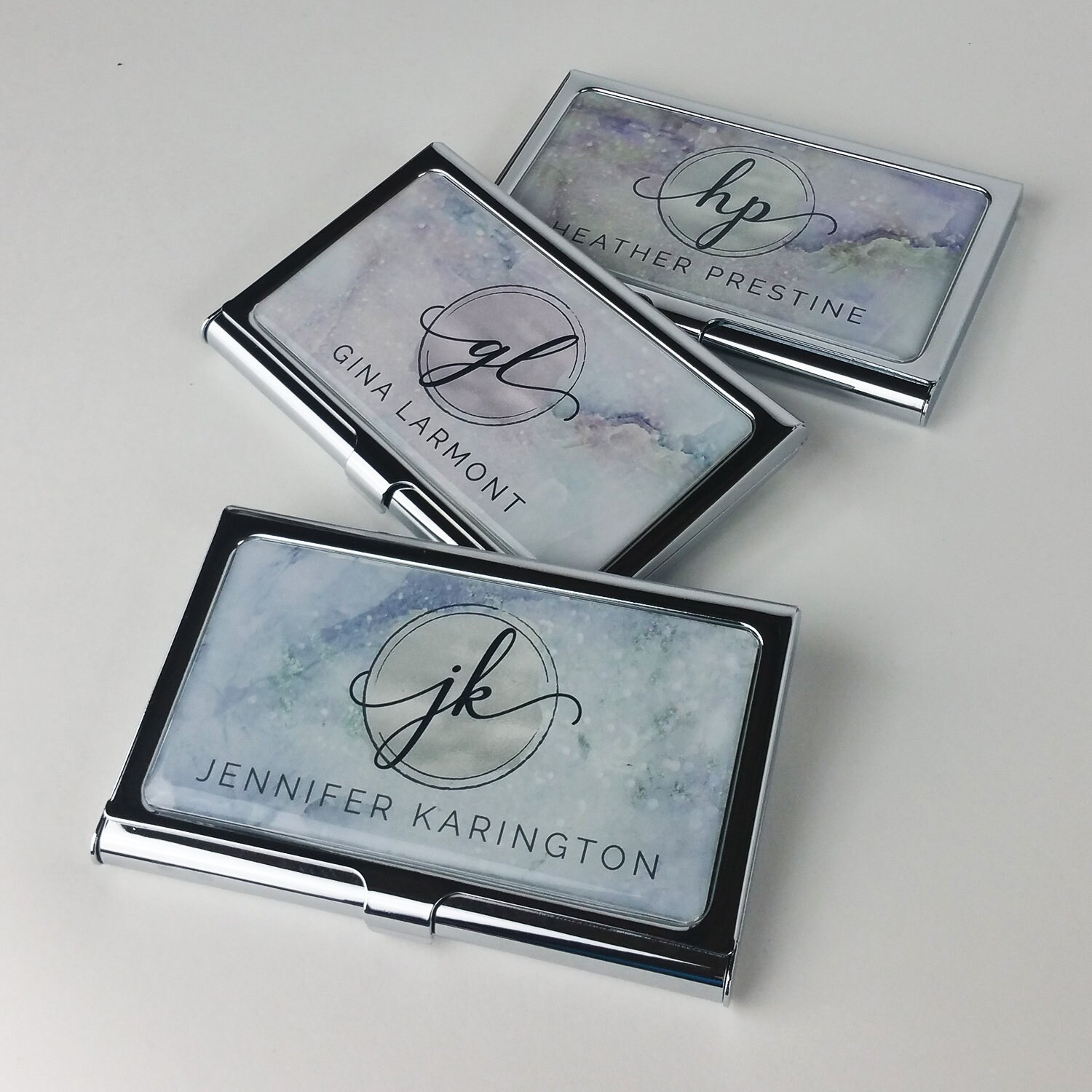 Personalized Business Card Case Purple Marble Business Card Etsy