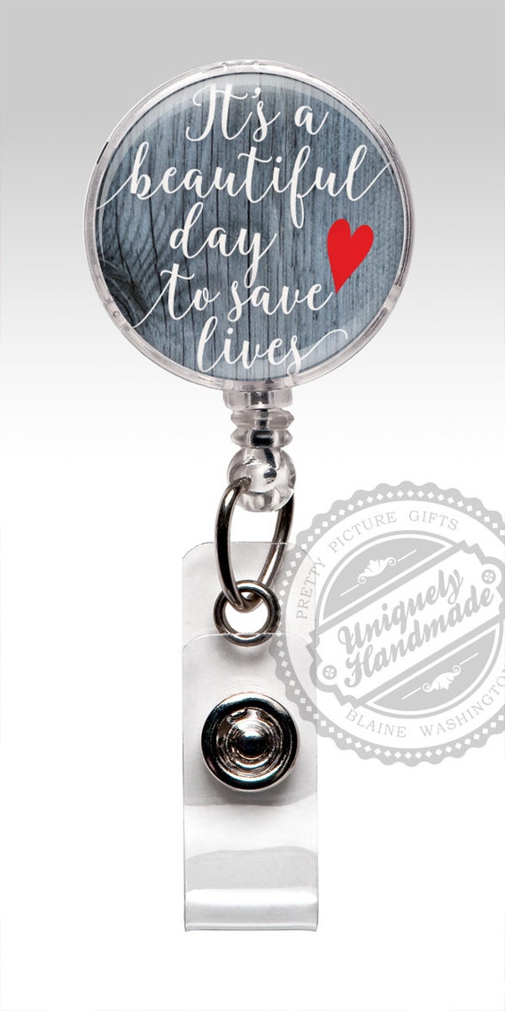 Badge Reel, Insirational Quote Retractable Badge Holder, Save