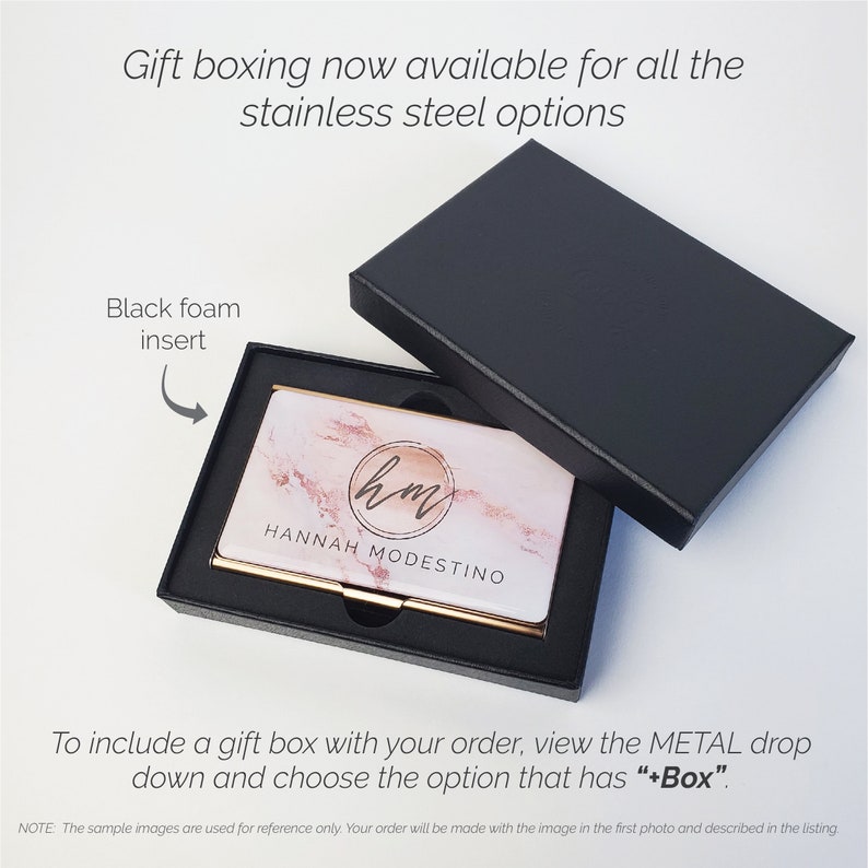 Custom Business Card Holder, Pink Rose Gold Card Case, Gift for her, Slim Wallet, Flower Business Card Gift, New Job Gift Realtor E208 image 8