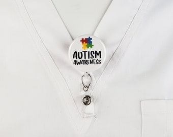 Porte-badge Rétractable En Acier Inoxydable – Idéal Pour Infirmières, Enseignants, Sensibilisation Autisme