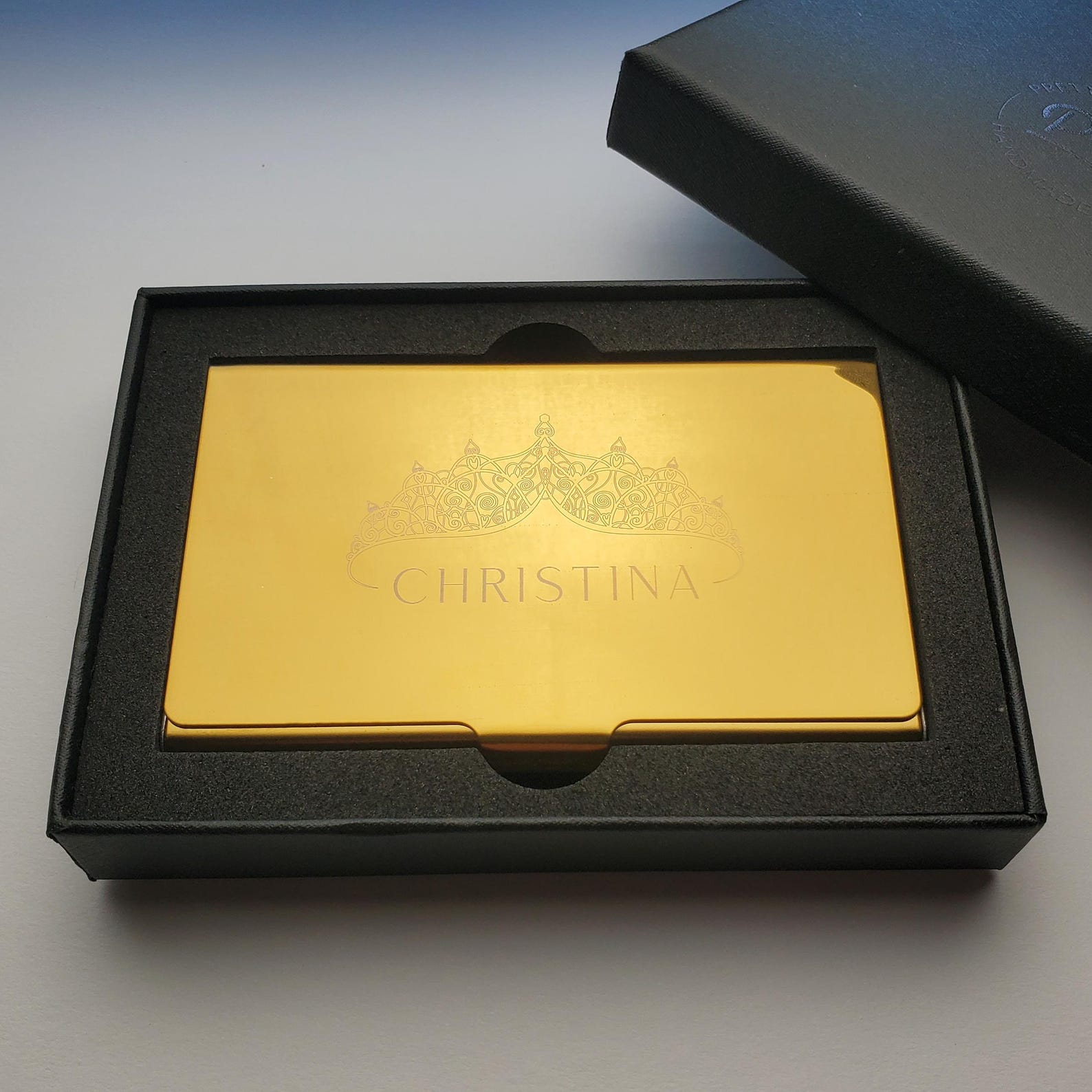 Personalized Gold Metal Card Case Wallet, Custom Business Card Holder ...