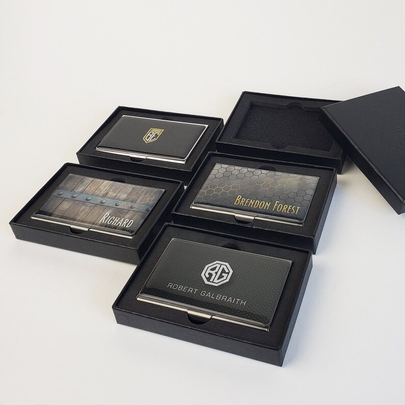 Monogram Business Card Case Personalized Mens Business Card Etsy