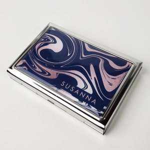 Mini pochette pochette personnalisée, porte-cartes d'identité en marbre or rose, cadeau pour jeune adulte, étui à cigarettes double face P4