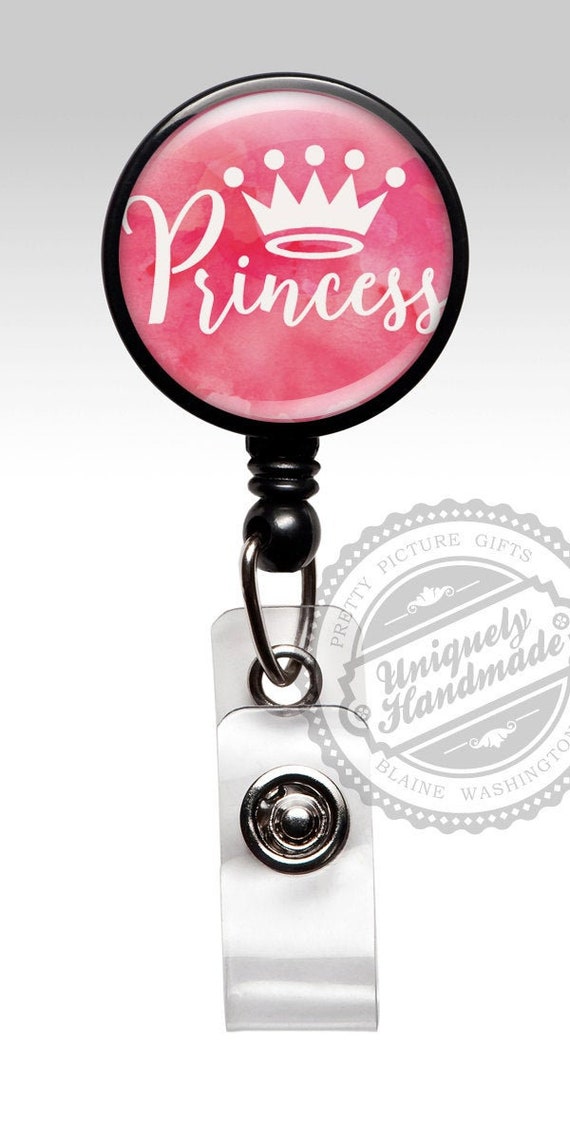 Pink Princess Badge Reel, Retractable Badge Holder, Nurse Badge