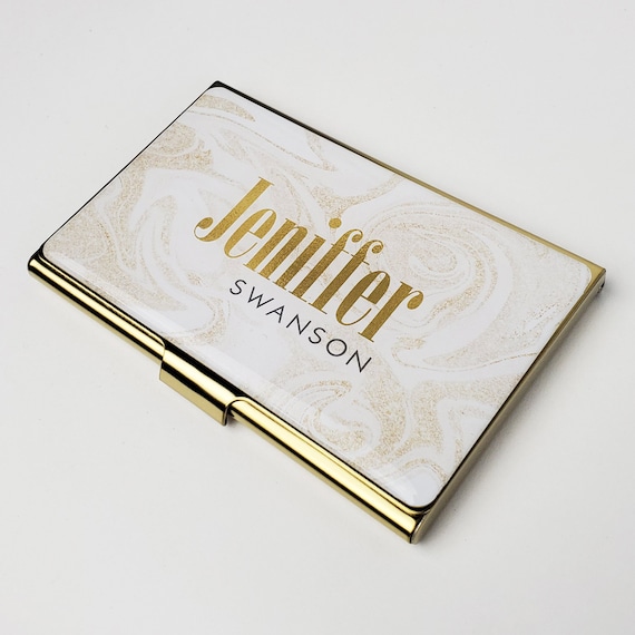 Personalized Business Card Case Gold Business Card Holder for Her Credit Modern Card Holder Gifts for Woman New Job Gift Realtor E159 Etsy UK
