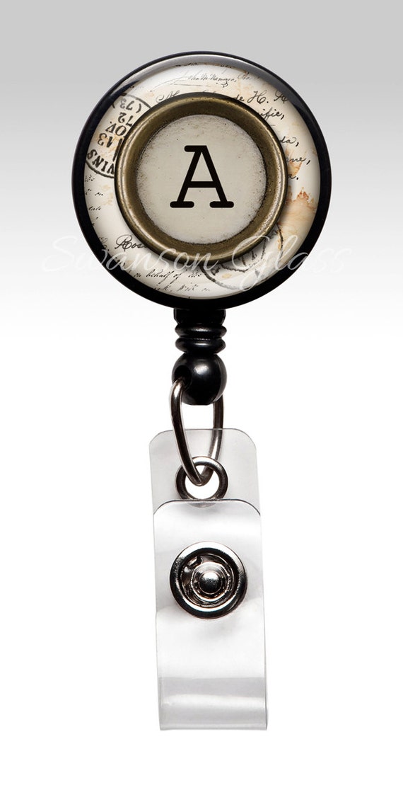Personalized Retractable ID Badge Name Badge Holder Letter Etsy