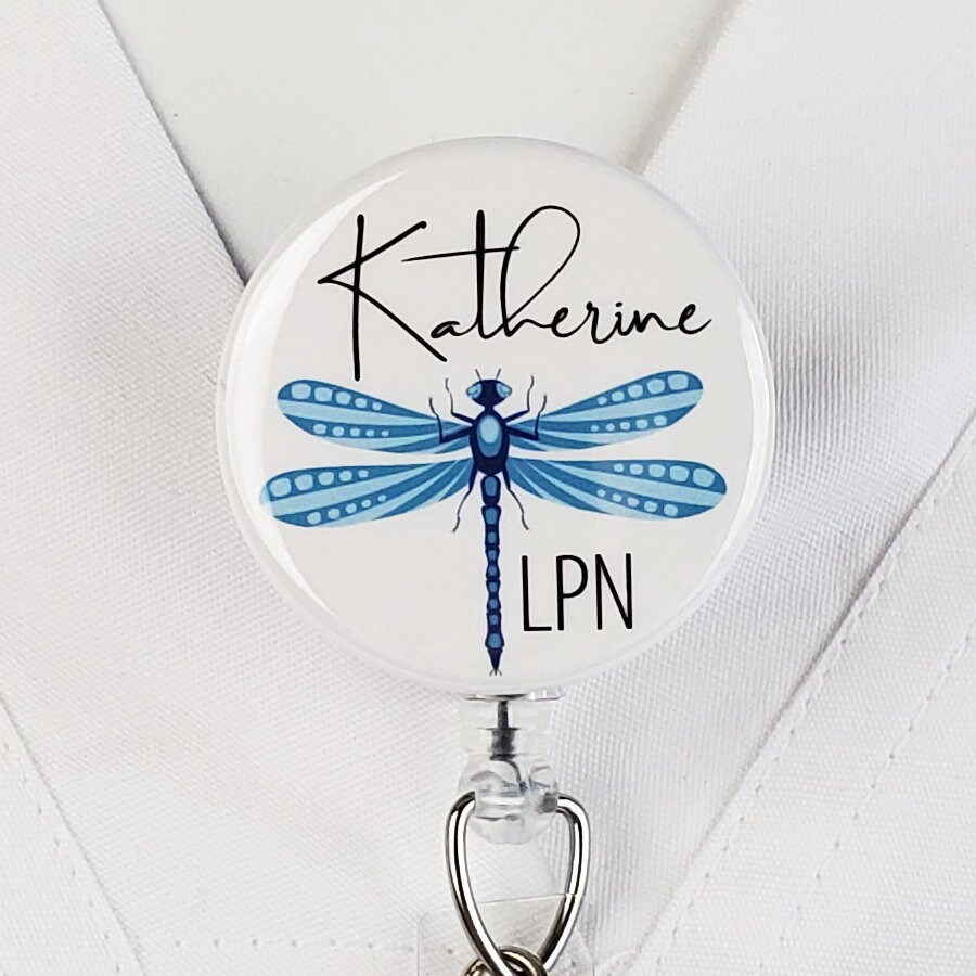 Personalized Badge Reel, Custom Nurse Retractable Badge Holder Dragonfly  Nurse ID Carabiner Lanyard Badge Clip Rn Id Badge Staff Gift 752 