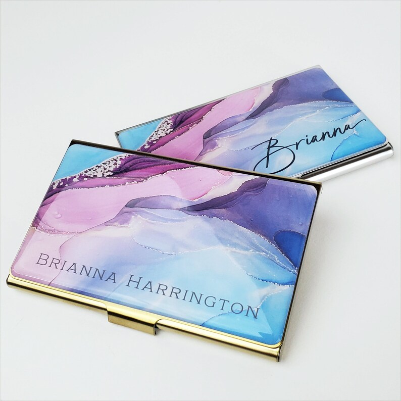 Custom Business Card Holder, Pink Card Case, Gift for her Graduation Gift Slim Wallet Personalized Business Card New Job Gift Realtor E200 3. No Name