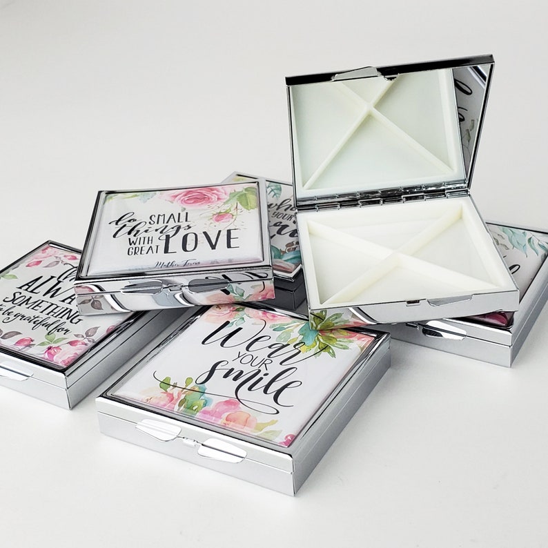 Pill Case Inspirational Quote Pill Box Pink Flower Pill Etsy