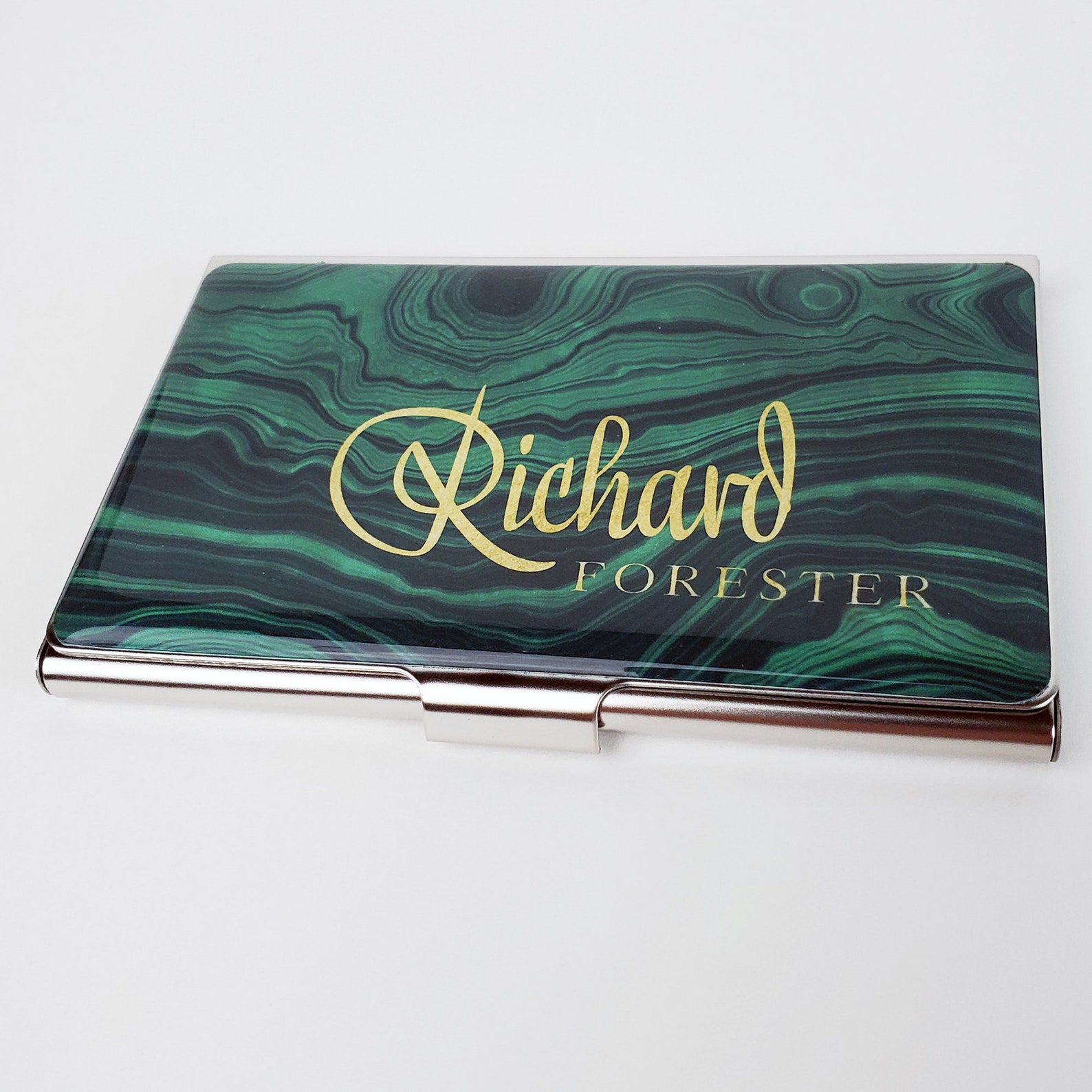 Business Card Case Personalized Retro Green Business Card Etsy