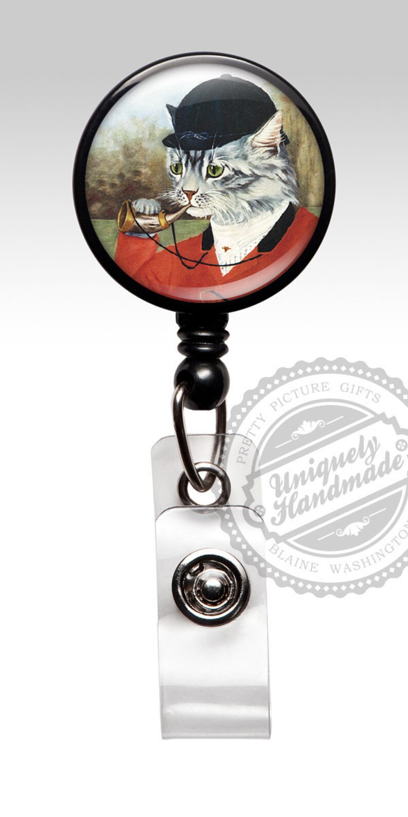Funny British Badge Holder Nurse Jewelry 758 Retractable Id Card Holder Nurse ID Badge Clip Teacher Gift Cat Name Badge Reel LPN RN