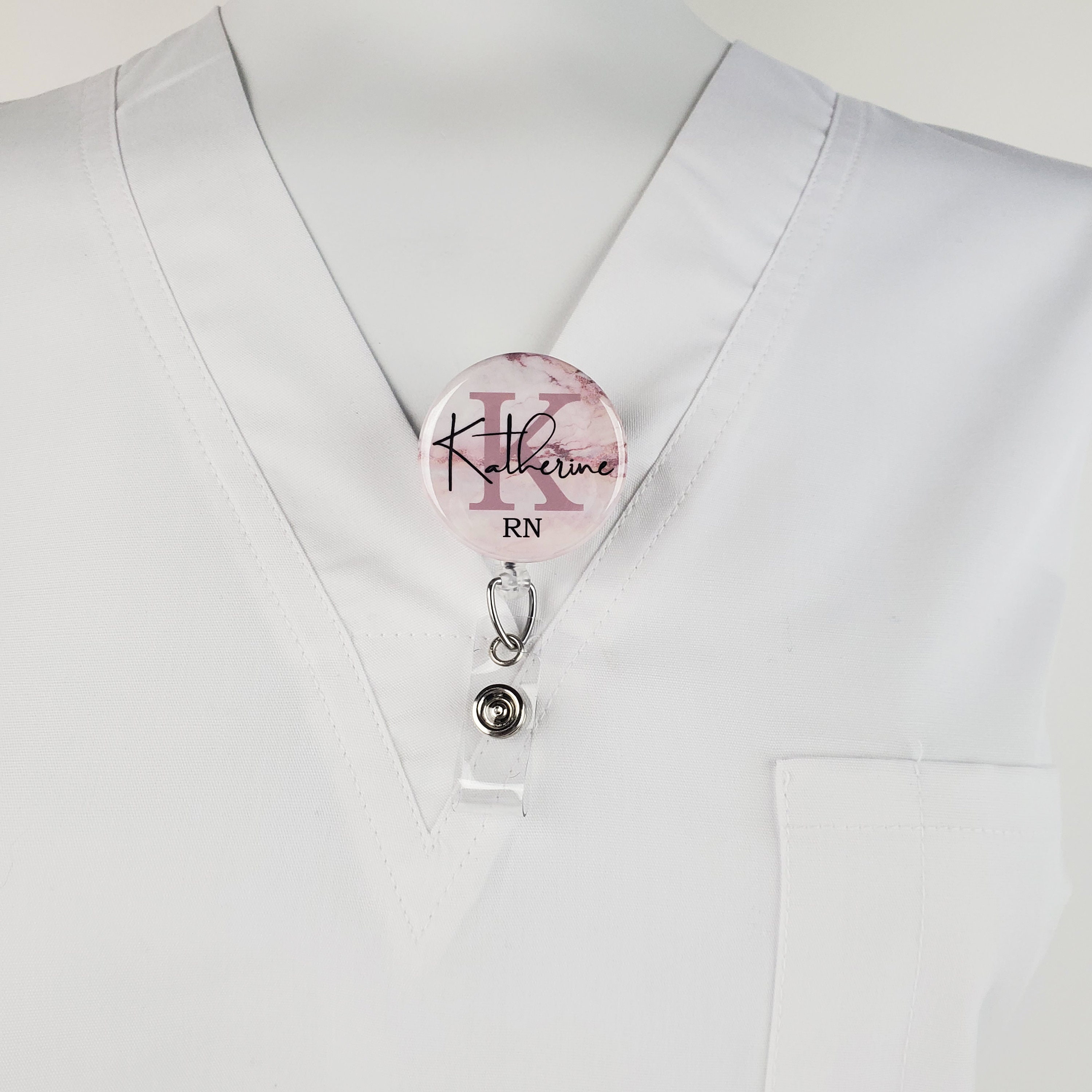  Custom Retractable Badge Reels with Clip Add Name Text Logo  Image Personalized Badge Reels Name Nurse ID Badge Holder Reel Metal Key  Chain for Work Office Doctor Nurse Volunteer 