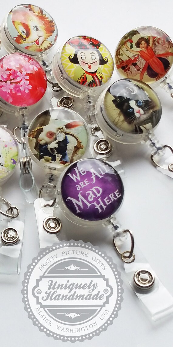 Retractable Badge Reels With Purple Gold Marble Design - ID Card Holders For Teachers, Nurses, Office Workers