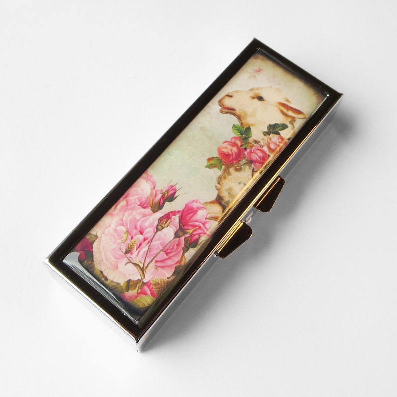 gift for mom gift for her cute farm animal Farmers Market vitamin organizer P55 Lamb pill container supplement holder Pill Box pill case