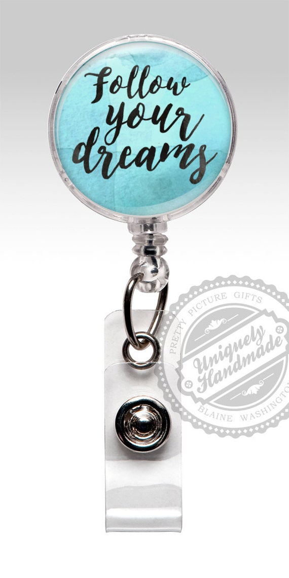 Cute Badge Reel Retractable Badge Holder, Inspirational Follow