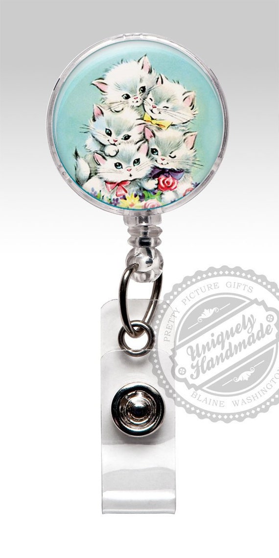 Kitten Badge Reel, Funny Cat Badge Holder, Nurse Badge Clip