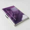 Personalized Business Card Case, Monogram Purple Watercolor Business Card Holder for Doctor Credit Card Holder for Her Gifts for Woman  E123