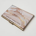 Custom Business Card Holder, Pink Gold Card Case, Gift for her, Professional Slim Wallet, Rose Gold Business Card Gift, Banker Stylist E169