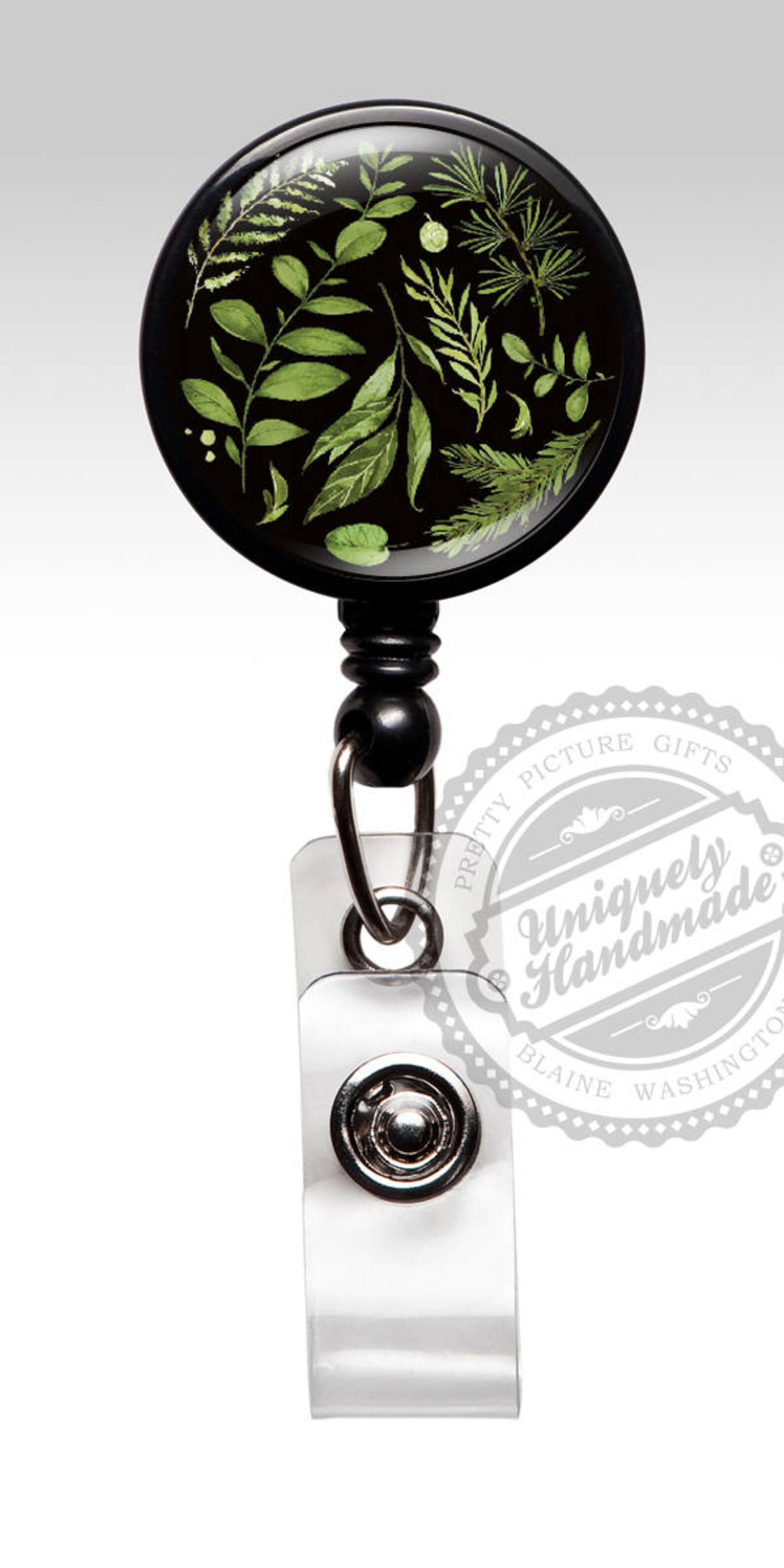 Badge Reel Botanicals Id Badge Holder Retractable Card Etsy
