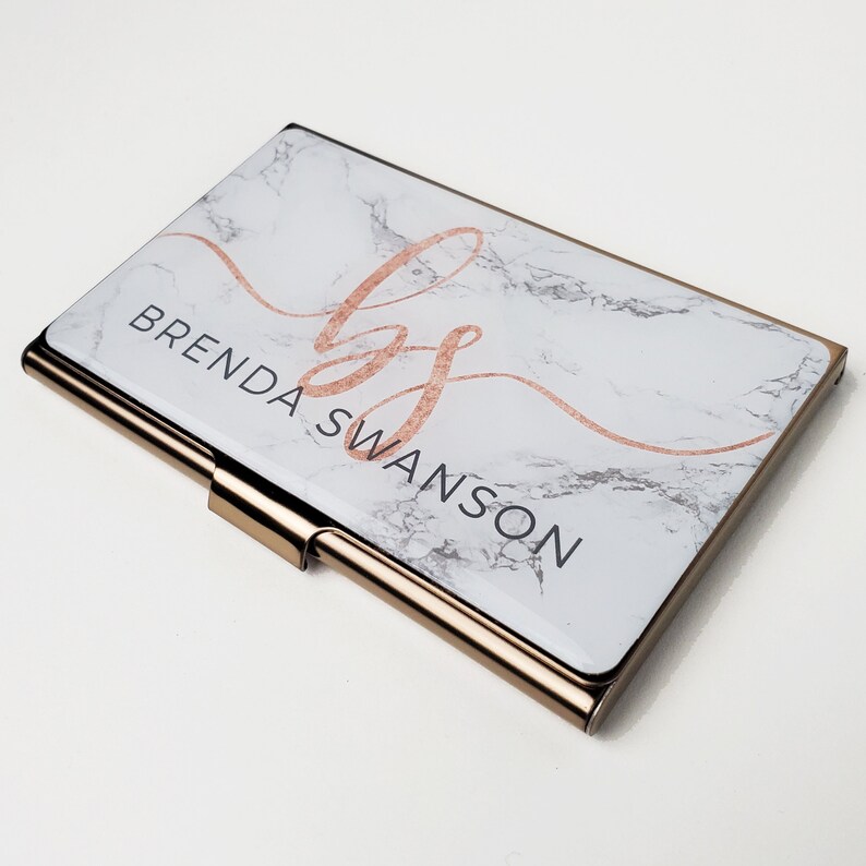 Personalized Business Card Case Marble Business Card Holder Etsy