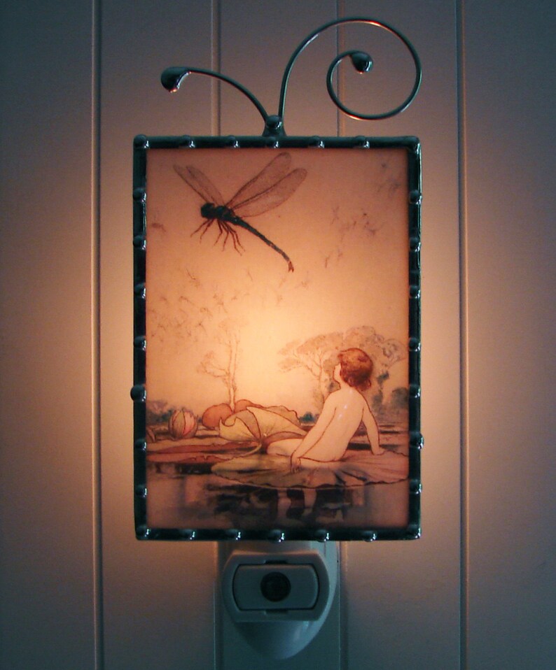 Dragonfly Night Light Nursery Nightlight Vintage Image Etsy