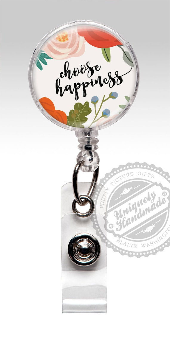 Badge Reel, Inspirational Words Happy Nurse Badge Holder