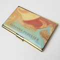 Personalized Business Card Case, Monogram Sea Foam Watercolor Business Card Holder for Her Credit Modern Card Holder Gifts for Woman E122